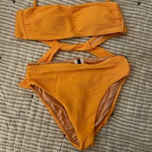 J. Crew Rib Bandeau w/Tie Back and Bikini Bottom